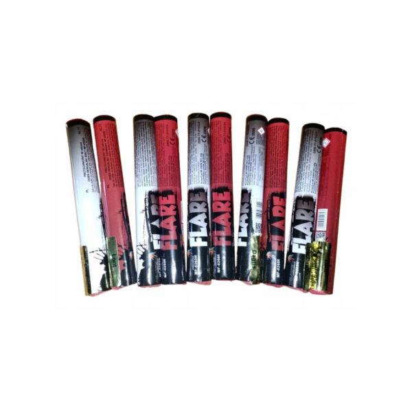 DUŻA Raca flara meczowa stadionowa czerwona biała do zdjęć pokazów 10 szt.