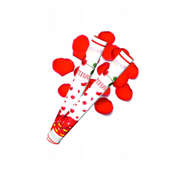 Konfetti pneumatyczne tuba 40 cm czerwone płatki róży