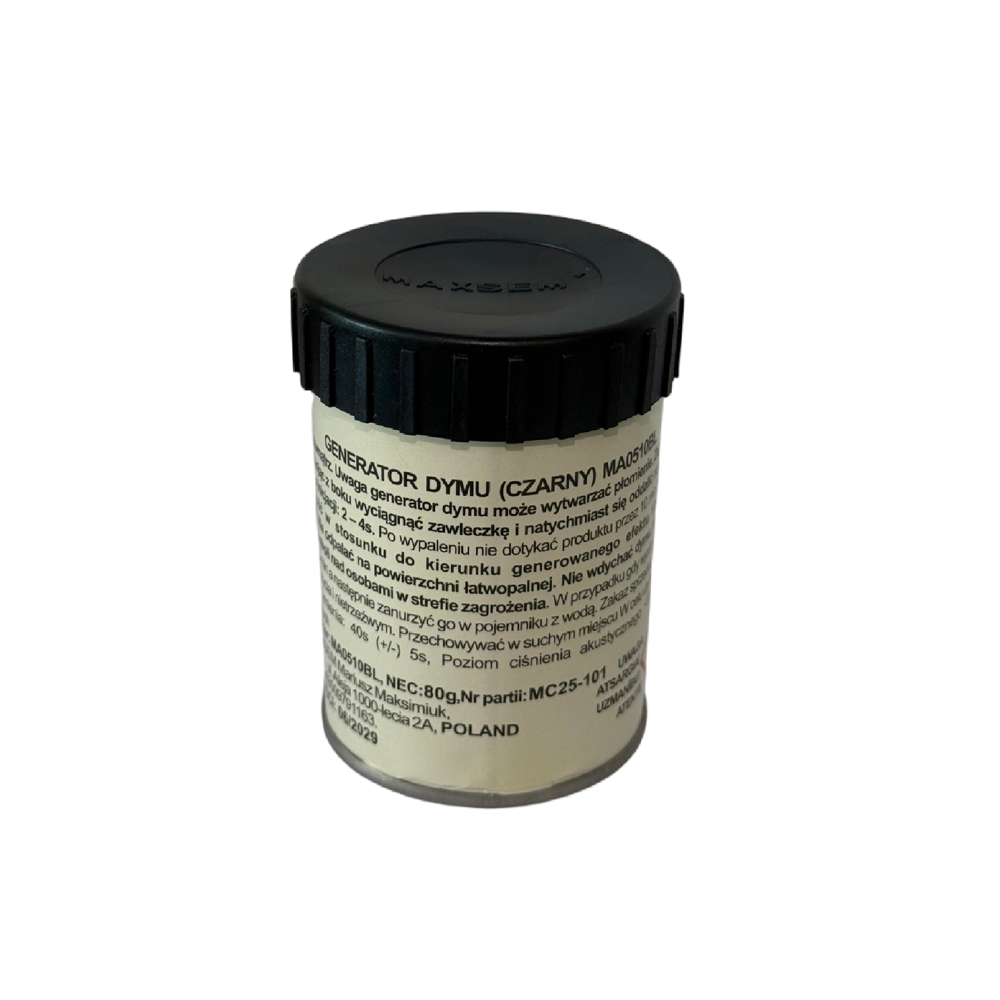 MEGA GĘSTY Granat Dymny Czarny Świeca Dymna Puszka na Zawleczkę Maxsem 60 Sekund