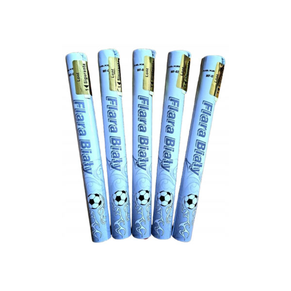 MEGA Raca Biała stadionowa, flara meczowa 5 sztuk do zdjęć, zabawę