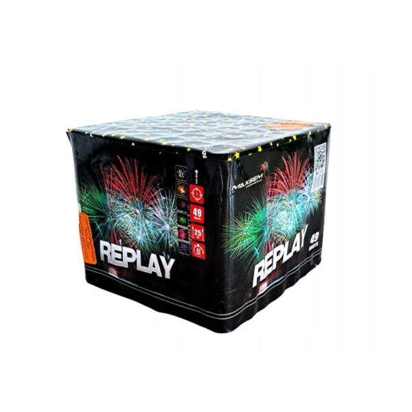 MEGA Wyrzutnia Fajerwerków REPLAY 49 strzałów 25 mm MEGA MIX EFEKTY Na imprezy