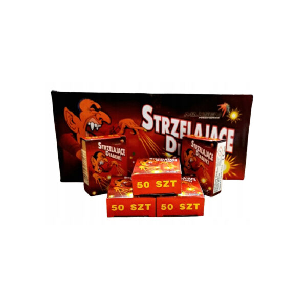 Mega Strzelające Diabełki KOLOROWE FAJERWERKI PCHEŁKI 5 opakowań po 50 sztuk, 250 szt