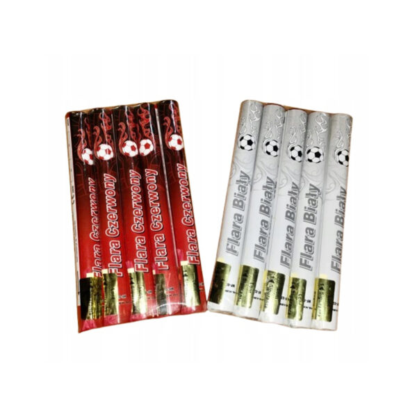 Mega Raca Czerwona i Biała stadionowa, flara meczowa 10 szt. do zdjęć, zabawę